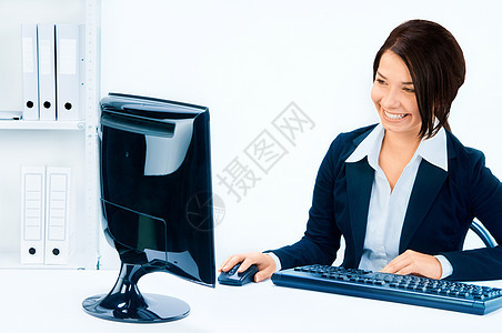 办公室环境中的女商家妇女职场键盘女士伙伴商业公司商务同事监视器合作图片