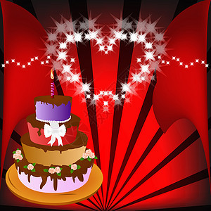 抽象背景的日记小说食物庆典蜡烛领结甜点礼物蛋糕框架馅饼周年图片