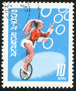 马戏团邮票邮资眼睛车轮明信片戒指平衡集邮头发女性图片