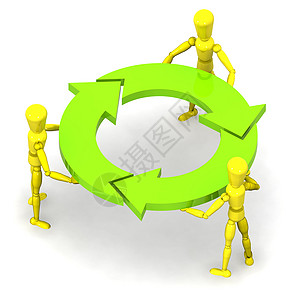 团队工作构想游戏人手姿势解决方案绿色回收圆圈办公室合伙白色图片