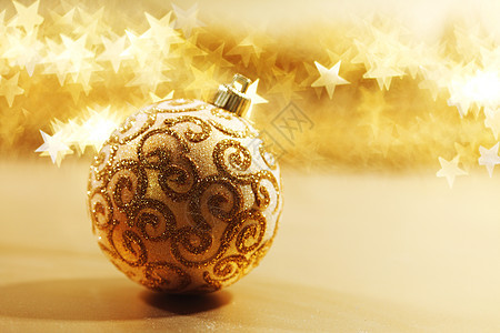 金色圣诞卡乐趣圆圈金子季节星星玻璃灯泡庆典团体丝带图片