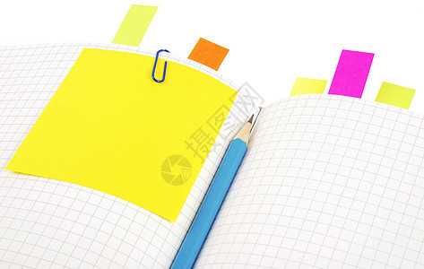 铅笔和书签笔记本文档宏观学校备忘录纸板木头笔记日记软垫螺旋图片