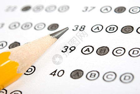 附有答复的测试分数表调查问卷铅笔班级学校橡皮气泡教育测验知识老师图片