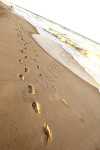 脚印小路寂寞海洋泡沫打印海滩假期海岸脚步热带图片