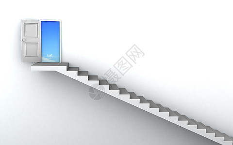 3D 楼梯向上到成功天气天堂挑战蓝色生长天空太阳阳光商业自由图片