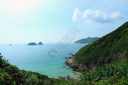 香港的沿海和山地风景海景反射日落地平线晴天太阳墙纸季节海浪蓝色图片