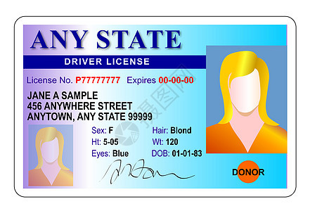 通用女性国家驾照许可证背景图片