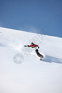 男人在山下滑雪速度滑雪板运动单板天空滑雪者木板下坡旅行乐趣图片