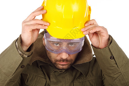 工人衣服风镜安全成套齿轮警卫警告危险头盔工作图片