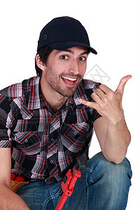 一名男性建筑工人手势标志图片