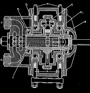 技术绘图插图打印建筑学发动机工作机器传动绘画齿轮建造图片