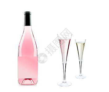 粉红香槟酒瓶和玻璃饮料奢华庆典爱情气泡长笛派对美味水晶周年图片