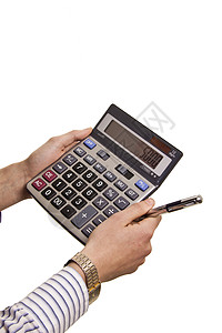 使用计算器的男商务人士工人税收注册商业会计师金融办公室男性计算数学图片
