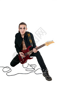 配红色吉他吉他手工作室裤子文化黑色白色青年魅力衬衫活力乐趣图片