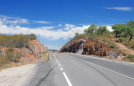 空洞的道路和橄榄树 葡萄牙图片
