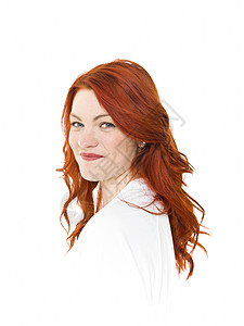 红海妇女影棚女性女子红色乐趣魅力喜悦发型红发人脸图片