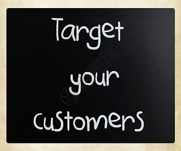 锁定客户 瞄准顾客木板写作黑板组织概念利基质量控制粉笔草图管理图片
