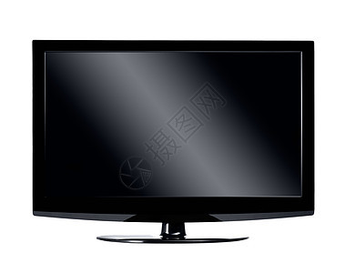 黑色 LCD 电视屏幕挂在有影子的墙上图片