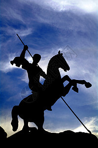俄罗斯莫斯科州摩斯考州 胜利公园的圣乔治镇文化城市青铜力量雕塑天空纪念碑领导神话传统图片