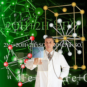 科研研究类药品灰色格子绿色男人化学技术化学品白色红色背景图片