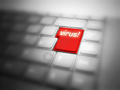 大红VIRUS按钮工作笔记本骇客危险商业网络概念情况警告办公室图片