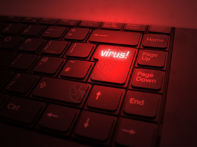 大红VIRUS按钮键盘警告危险教育硬件工作技术笔记本情况警报图片