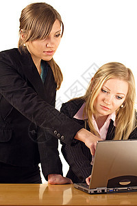 雄心勃勃的女企业家黑发笔记本实习生商业职场二人组女孩学徒抱负头脑背景图片