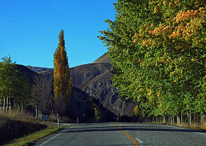 漫长的道路延伸地平线孤独天空绿色驾驶戏剧性蓝色黑色风景中心图片