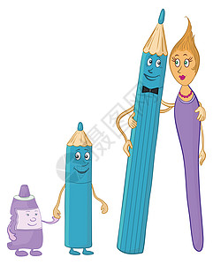 家庭 铅笔 刷子 油漆管工具学校孩子们男生卡通片玩具艺术紫色妈妈情感图片