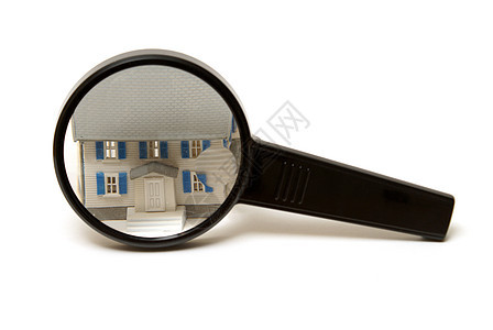 家庭监察概念住宅玻璃房地产放大镜镜片白色销售建筑学建筑住房图片
