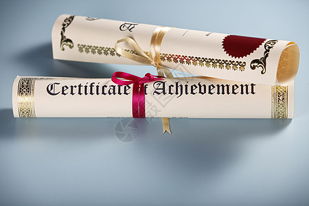 填厚度教育学习文凭礼物红色标签智慧丝带证书文档图片