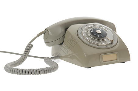 古老的灰色旧式旋转式电话图片