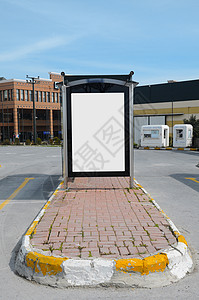 空白公交车站广告牌长椅公共汽车通勤者样本沥青帆布运输机构庇护所木板图片