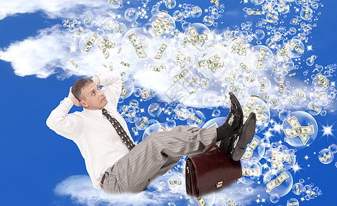 粉红肥皂梦想幸福生活和福祉的美梦商务办公室危机肥皂泡生意人蓝色经济图表债务营销图片