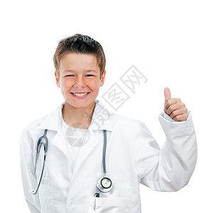 未来的医生举起拇指的肖像图片