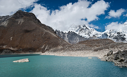 喜马拉雅山离戈基约不远的圣湖和山峰图片