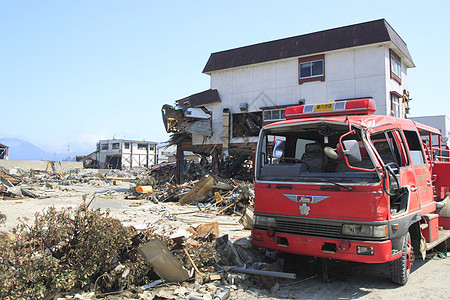 东日本大地震事件碰撞灾难海啸力量消防悲哀器材损害图片