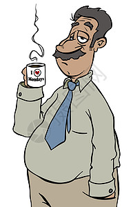 星期一插图工作工作日卡通片厌倦咖啡图片