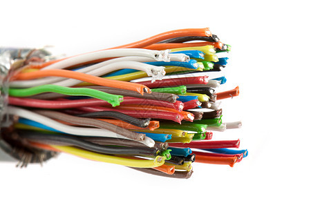 彩色电缆套装绿色电气网络海浪绳索金属电子产品力量红色漩涡图片