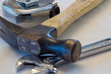 手动工具工具测量磁带建筑承包商扳手背景图片