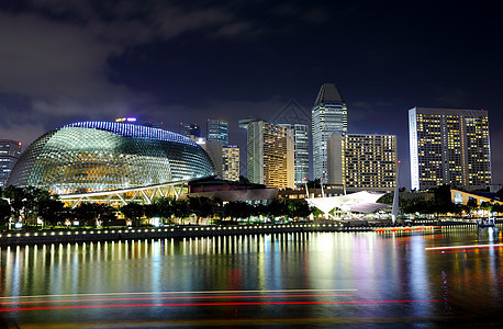 晚上新加坡城市天际市中心建筑景观场景金融反射商业地标摩天大楼天空图片