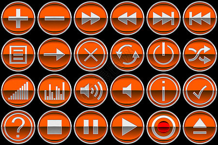 圆橙色控制面板图标或按钮图片