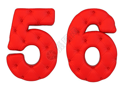 豪华红色皮革字体 5 6 个数字图片