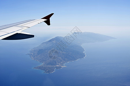 希腊群岛的空中形象Ikara小岛航拍天堂地理飞机照片鸟瞰图旅行影像翅膀图片