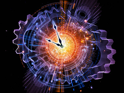 抽象时钟技术小时时间黄色展示手表日程橙子墙纸齿轮图片