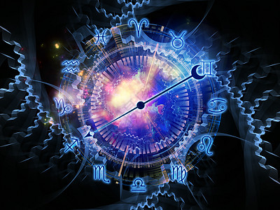 象形Zodiac预言财富十二生肖技术墙纸八字预测齿轮蓝色黑色图片
