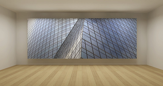 带有现代玻璃建筑图片 3D艺术概念的空房间c图片