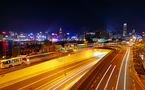 现代城市夜间交通场景运动立交桥辉光运输蓝色街道驾驶公共汽车地球图片
