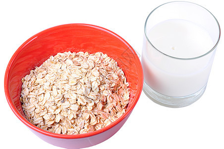 燕麦和牛奶早餐图片