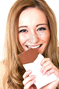 笑着微笑的年轻美少女正在吃黑粉盘成人小吃营养美食糖果重量甜点牛奶减肥女士图片